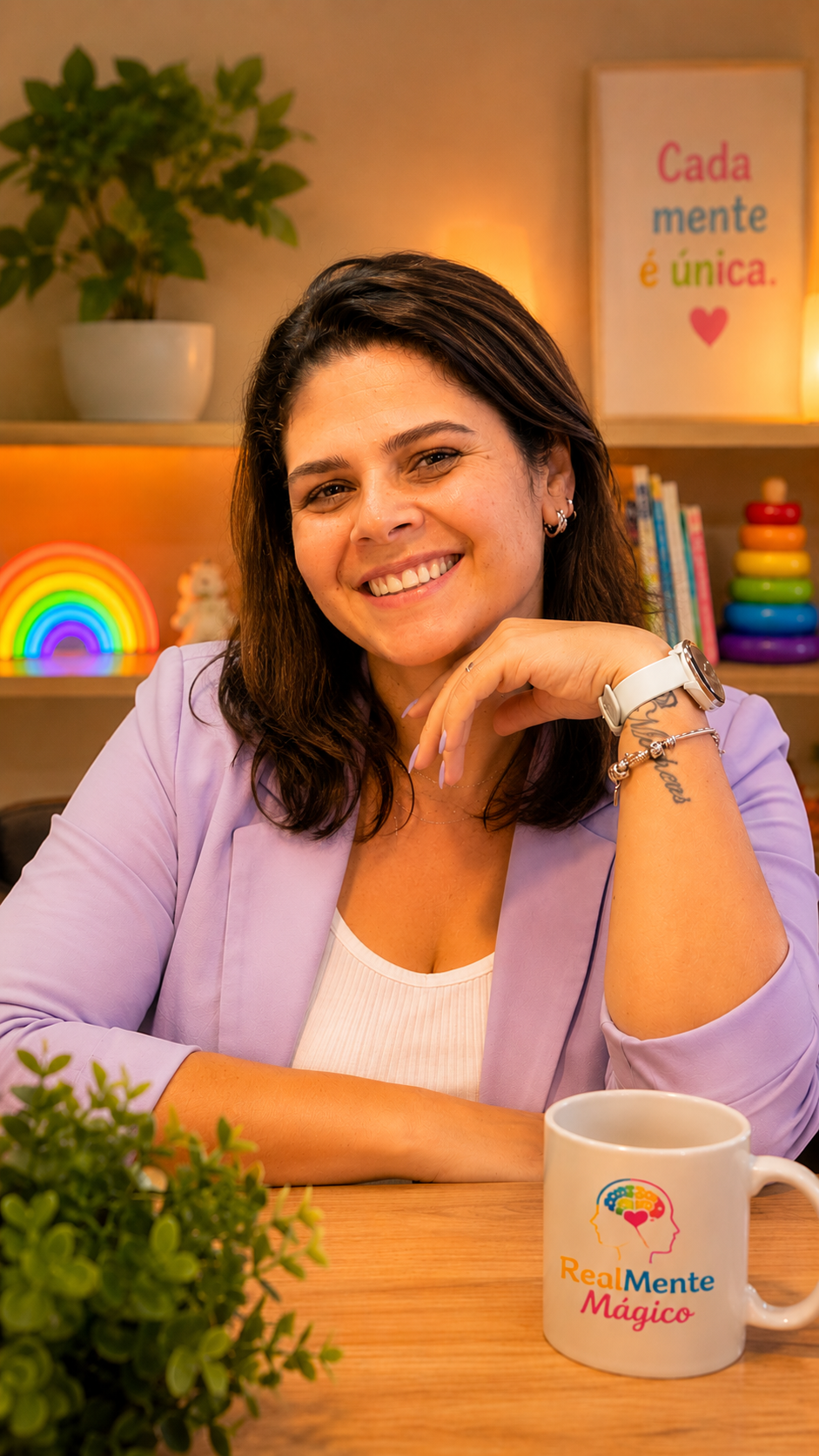 Maytê Duarte sorrindo em seu consultório